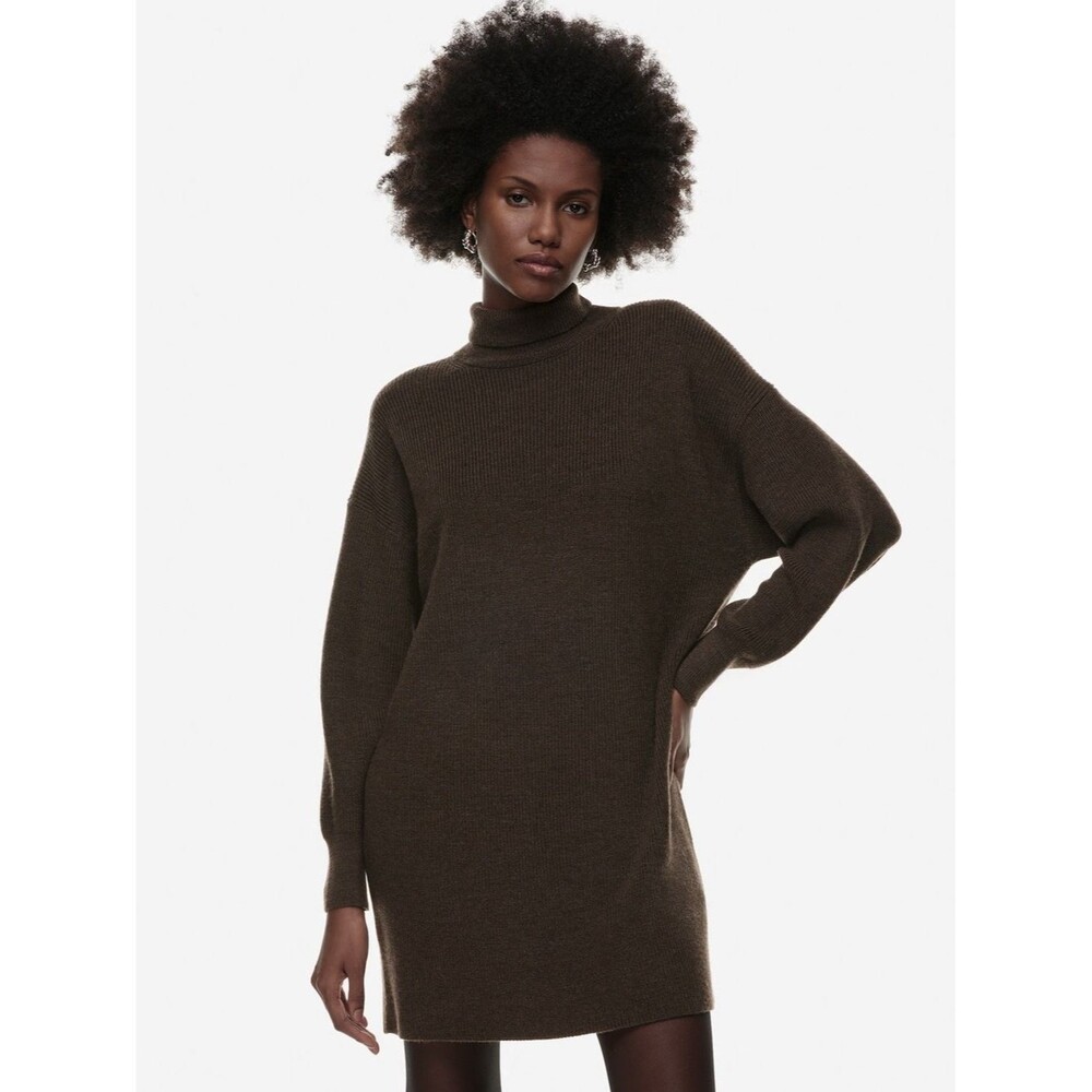 Aritzia Babaton Maclean Merino Wool Sweater Dress XS Rich Mocha Brown NWT